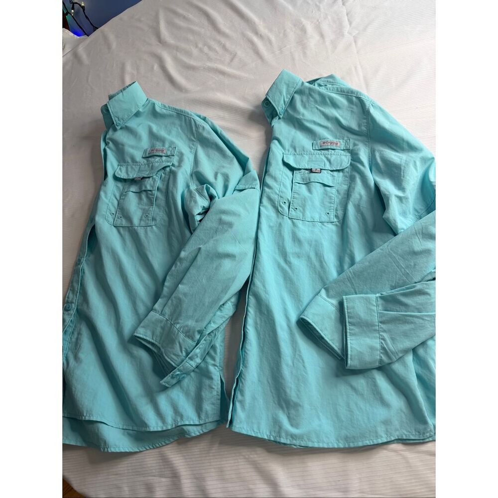 Lot Of 2 Columbia PFG Blue Long Sleeve Button Up Shirt Plus Size 1X/1TF